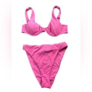 DIPPIN DAISYS pink underwire bikini top w high waist bikini bottom size M NWT
